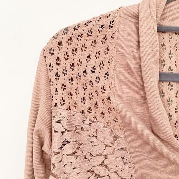 5/$25 LOGO Lori Goldstein lace open front‎ cardigan sweater -small - Picture 3 of 7